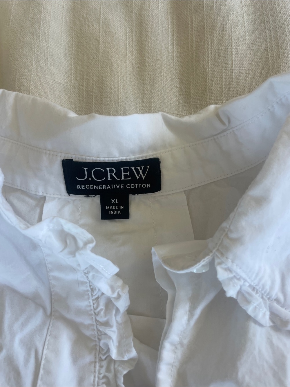 J. Crew White Ruffle-Trim Button-Down Shirt - Picture 2 of 2